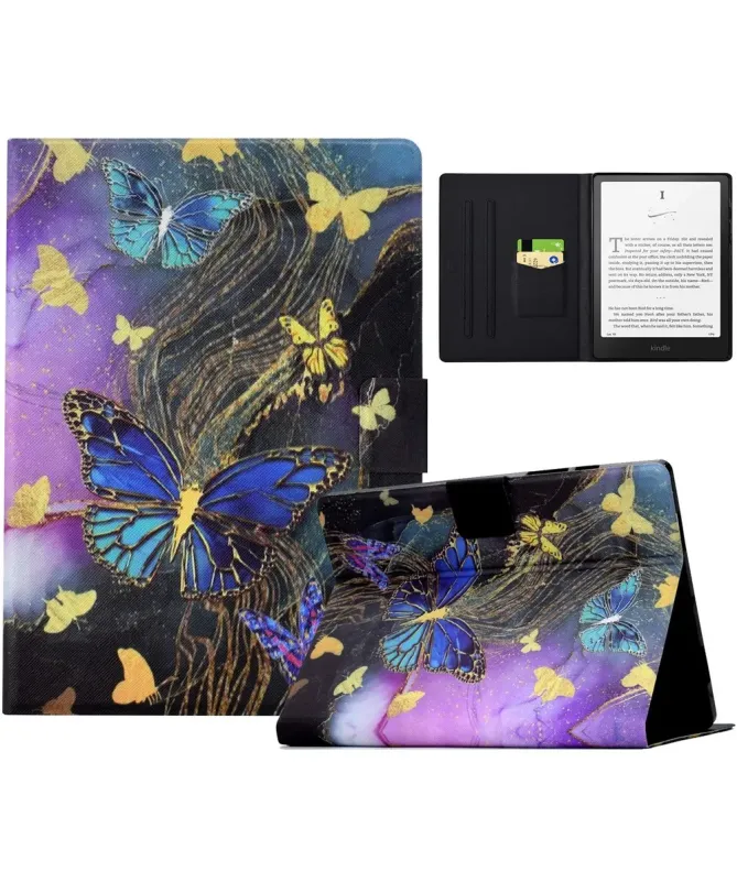 Étui Kindle Paperwhite (2024) Papillons Dorés et Support