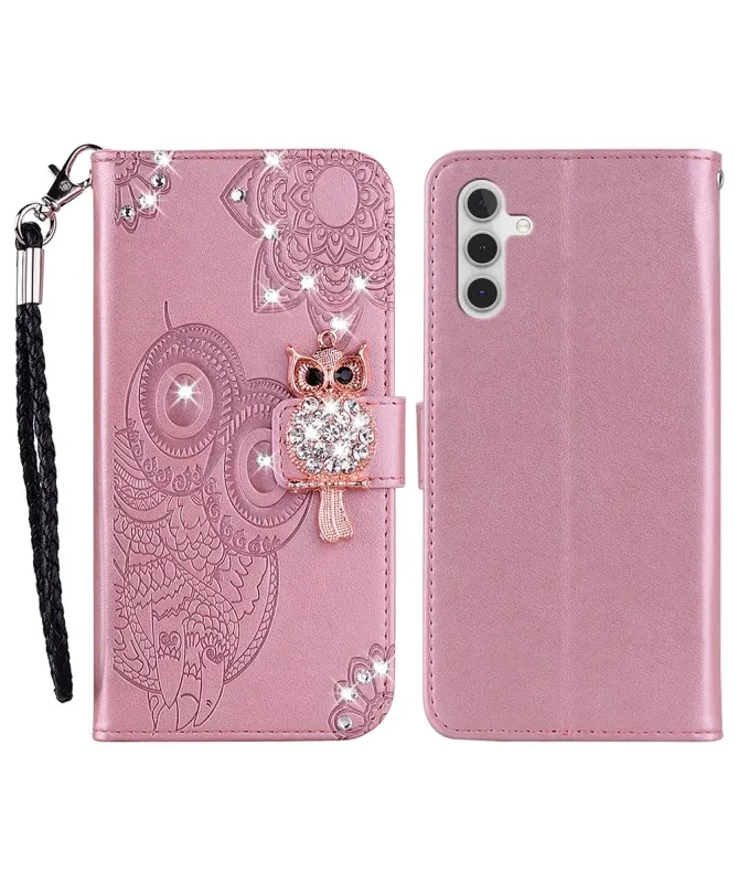Housse Samsung Galaxy A17 5G Hibou en relief et Strass