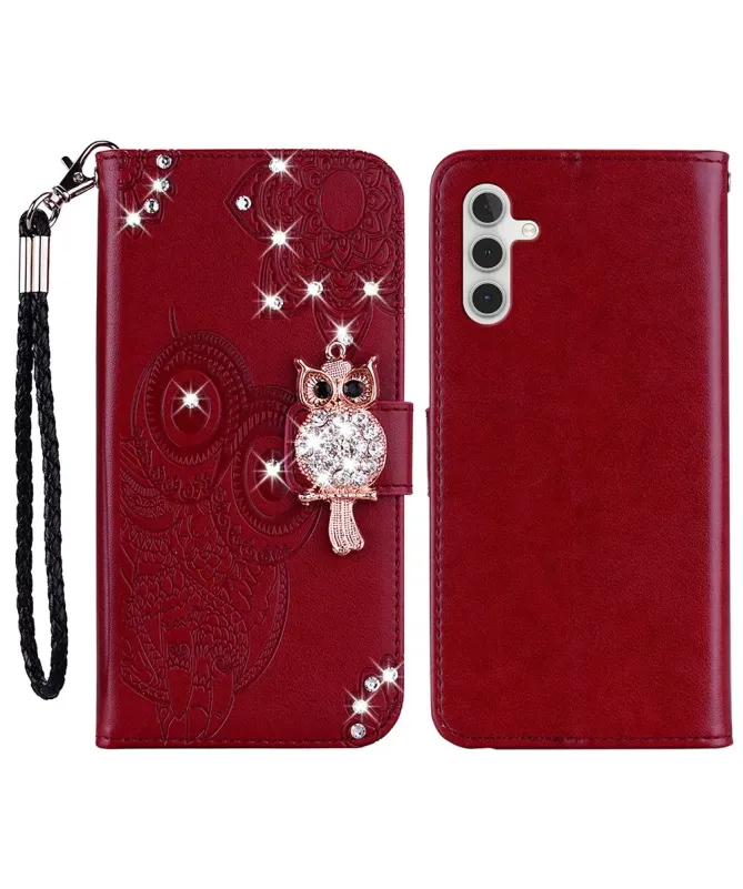 Housse Samsung Galaxy A17 5G Hibou en relief et Strass