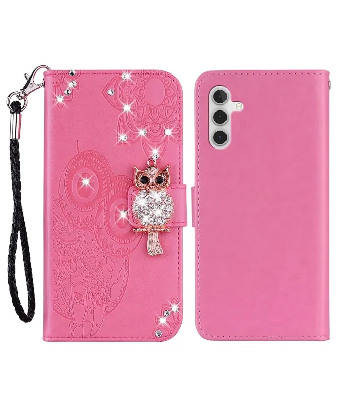 Housse Samsung Galaxy A17 5G Hibou en relief et Strass