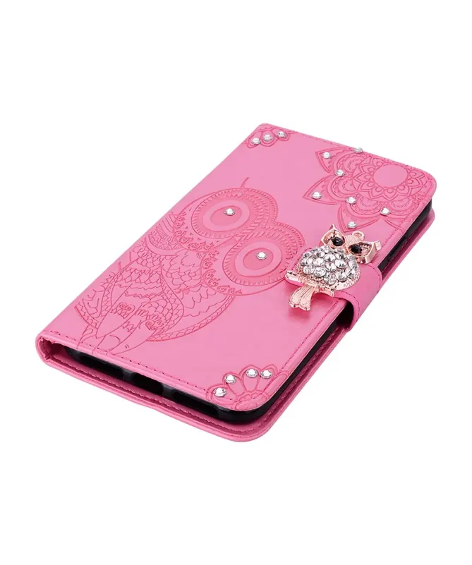 Housse Samsung Galaxy A17 5G Hibou en relief et Strass