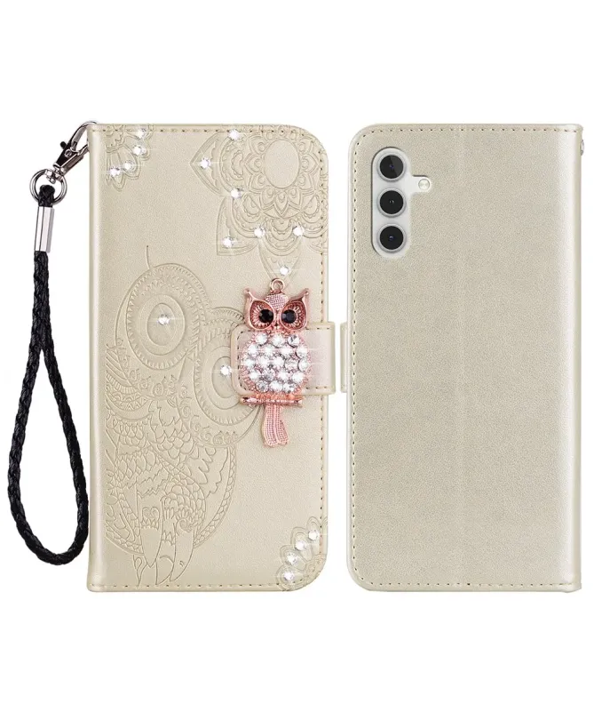 Housse Samsung Galaxy A17 5G Hibou en relief et Strass