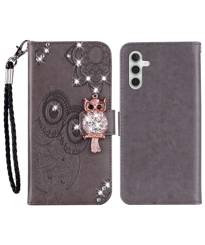 Housse Samsung Galaxy A17 5G Hibou en relief et Strass