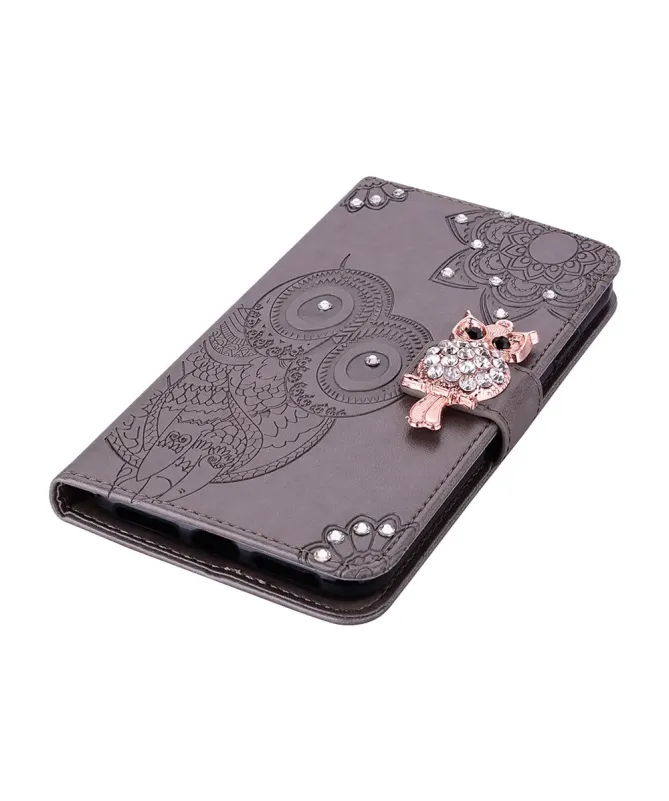 Housse Samsung Galaxy A17 5G Hibou en relief et Strass