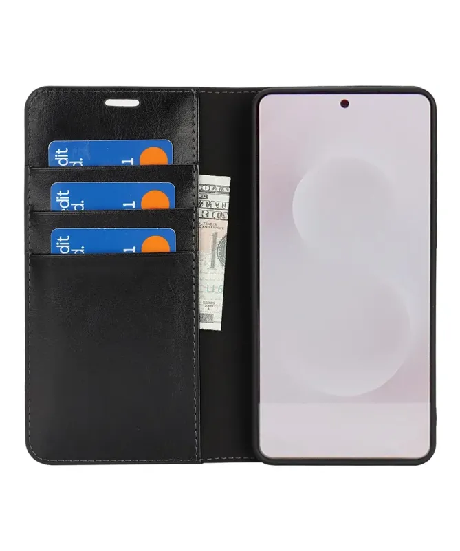 Housse Samsung Galaxy S25 Edge Cuir Porte Cartes Fonction Support