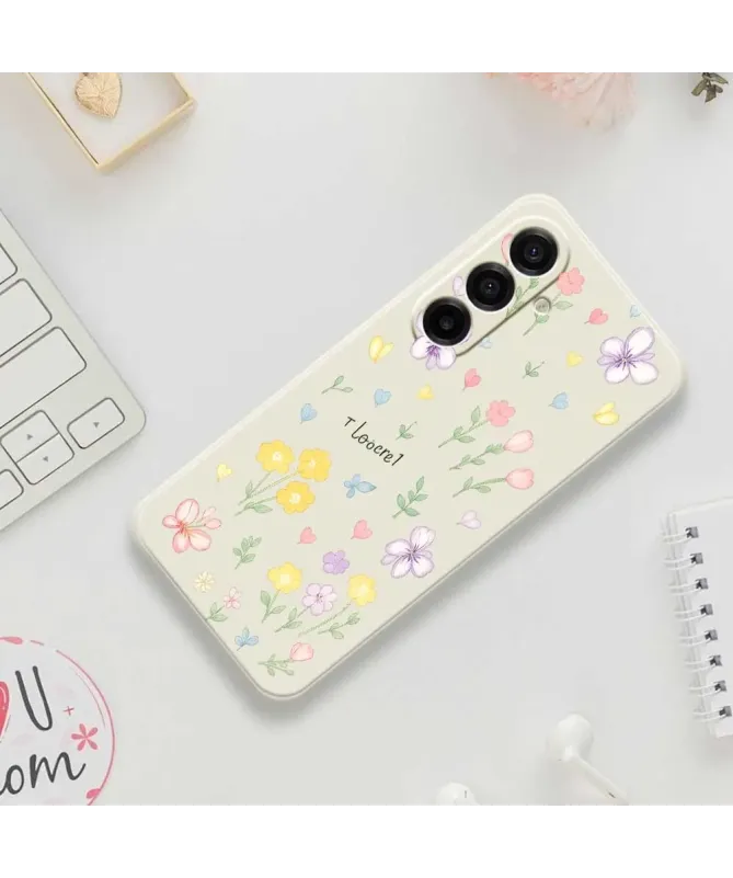 Coque Samsung Galaxy A17 5G Fleurs et Cœurs Style Aquarelle