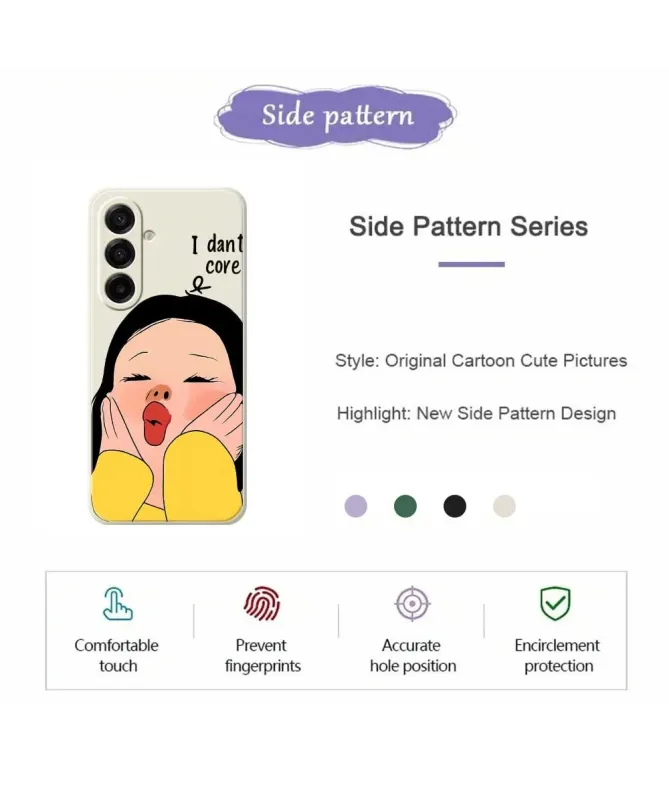 Coque Samsung A17 Fille Dessin Animé "I Don't Care"