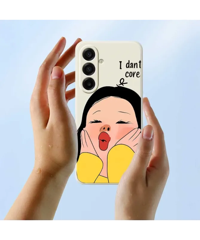 Coque Samsung A17 Fille Dessin Animé "I Don't Care"