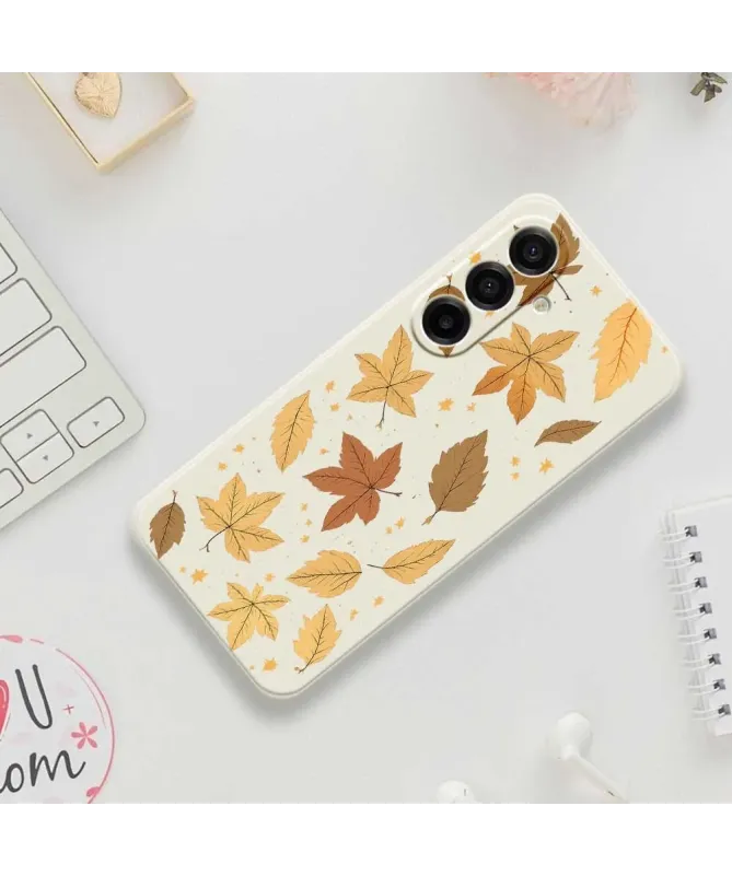 Coque Samsung Galaxy A17 5G Feuilles d'Automne Rétro Beige Clair - photo 7