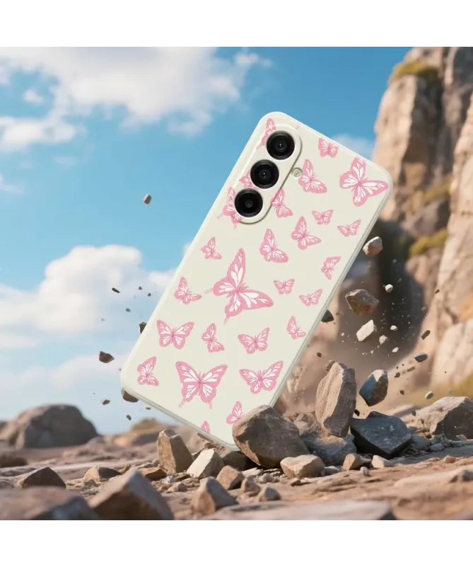 Coque Samsung Galaxy A17 5G Envolée de Papillons Roses