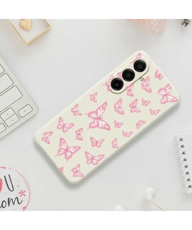 Coque Samsung Galaxy A17 5G Envolée de Papillons Roses