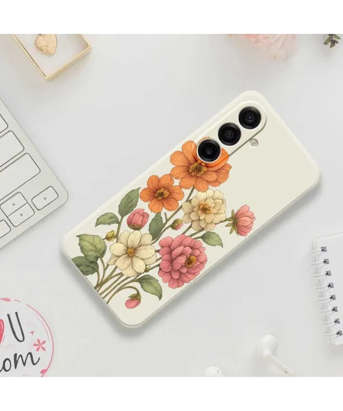 Coque Samsung Galaxy A17 5G Bouquet Vintage Beige Clair - photo 7