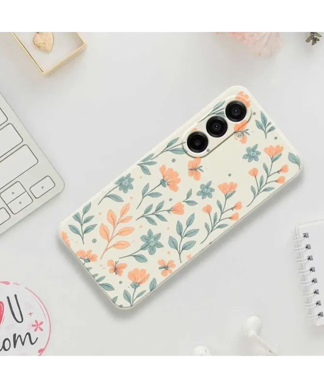 Coque Samsung Galaxy A17 5G Florale Pêche et Menthe