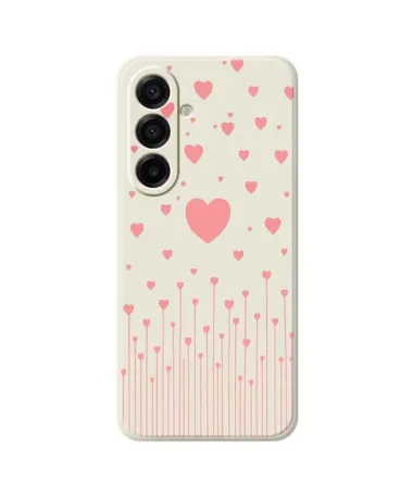 Coque Samsung Galaxy A17 5G Cœurs Roses et Bords Droits