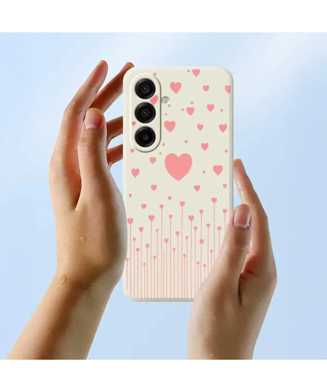 Coque Samsung Galaxy A17 5G Cœurs Roses et Bords Droits