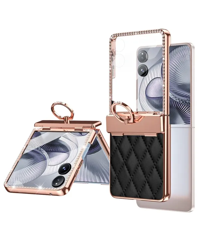 Coque Xiaomi Mix Flip 2 Matelassé et Strass avec Anneau