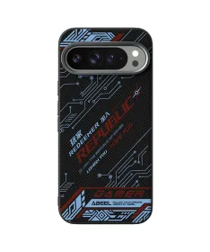 Coque Google Pixel 10 Pro XL Design Circuit Bleu et Rouge