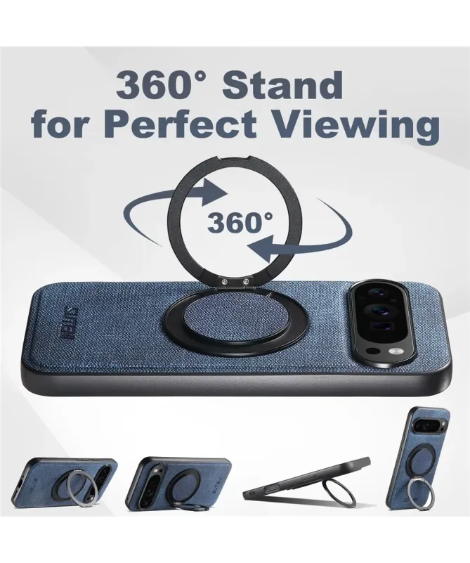 Coque Google Pixel 10 Pro XL Texture Jeans avec Anneau Magnétique