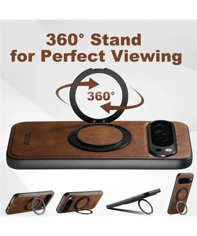 Coque Google Pixel 10 Pro XL Effet Cuir Ciré avec Anneau