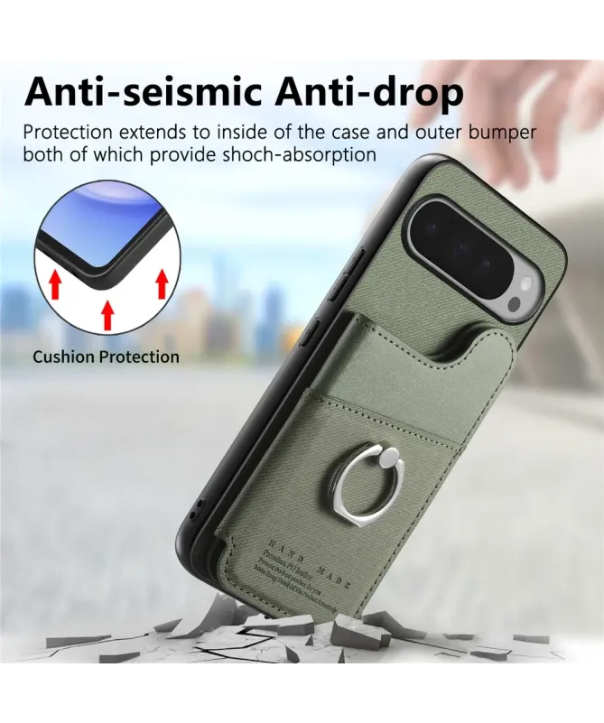 Coque Google Pixel 10 Pro XL avec Portefeuille et Anneau Anti-RFID