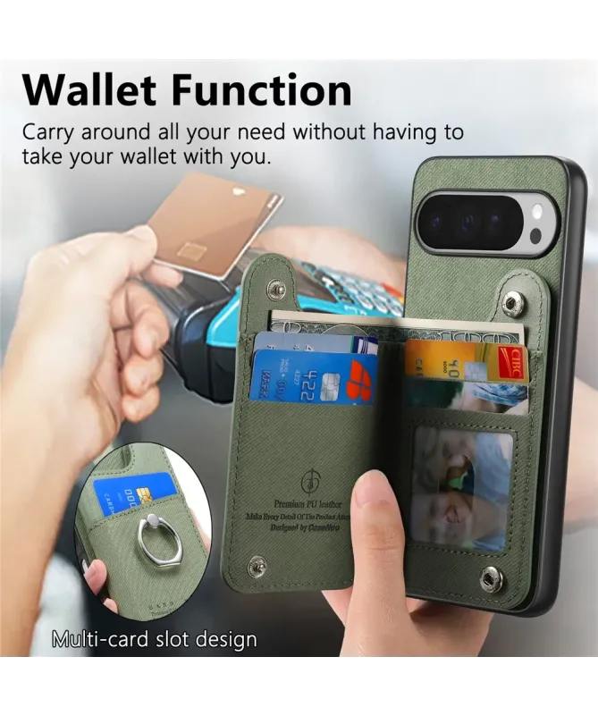 Coque Google Pixel 10 Pro XL avec Portefeuille et Anneau Anti-RFID