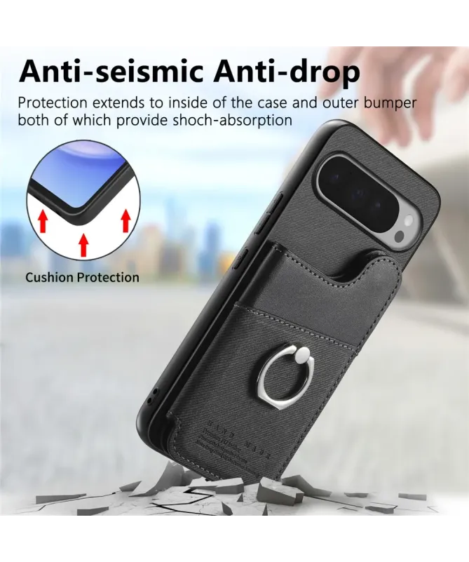 Coque Google Pixel 10 Pro XL avec Portefeuille et Anneau Anti-RFID