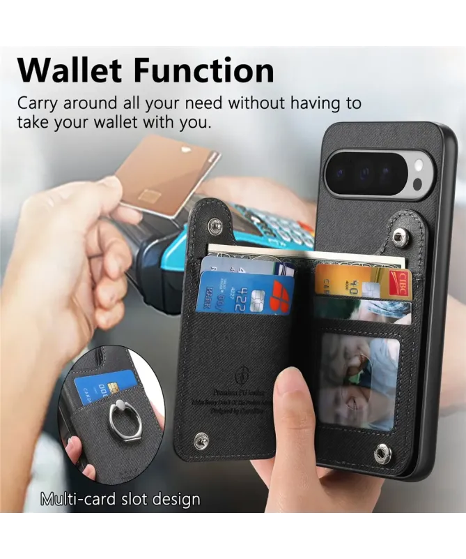 Coque Google Pixel 10 Pro XL avec Portefeuille et Anneau Anti-RFID