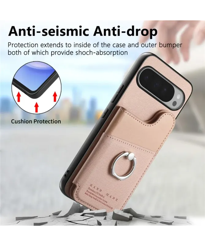 Coque Google Pixel 10 Pro XL avec Portefeuille et Anneau Anti-RFID