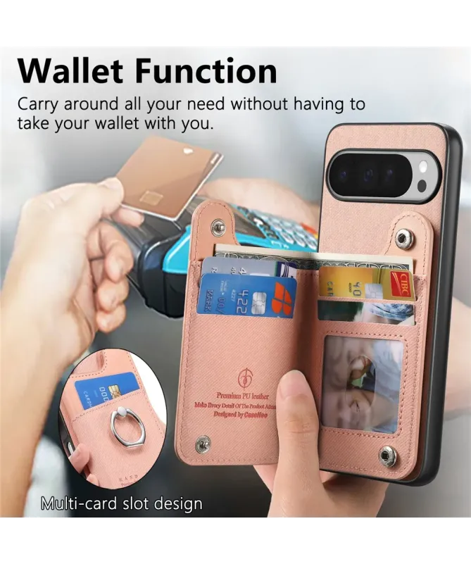 Coque Google Pixel 10 Pro XL avec Portefeuille et Anneau Anti-RFID