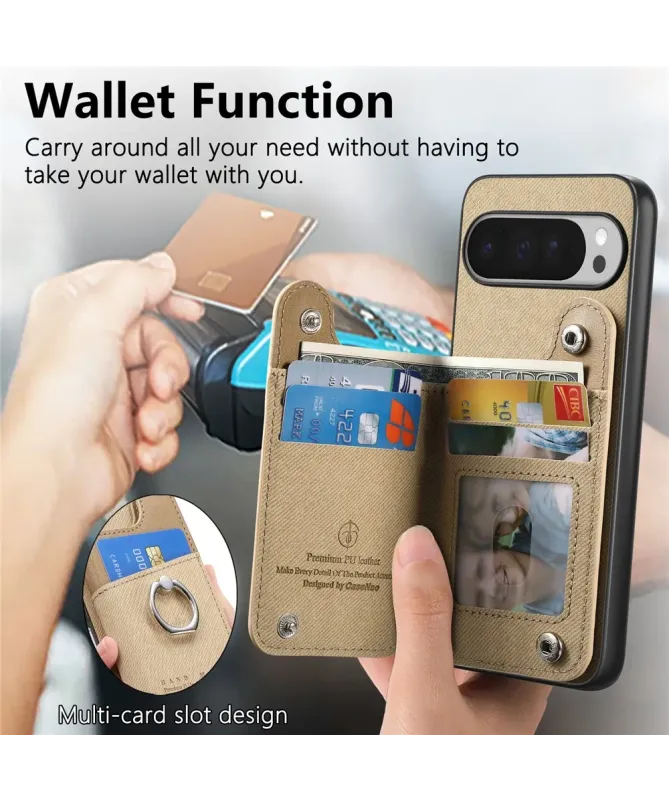 Coque Google Pixel 10 Pro XL avec Portefeuille et Anneau Anti-RFID