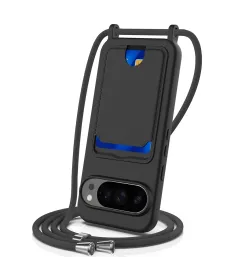 Coque Google Pixel 10 Pro XL Silicone Liquide à Cordon et Porte-carte