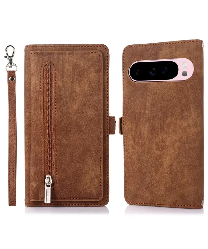 Housse Portefeuille Zippée Google Pixel 10 Pro XL avec Lanière