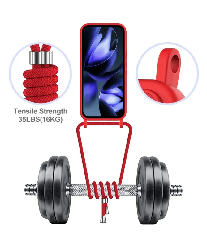 Coque Google Pixel 10 Pro XL Silicone Liquide à Cordon et Porte-carte