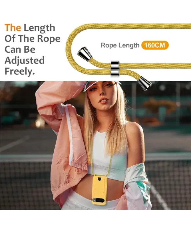 Coque Google Pixel 10 Pro XL Silicone Liquide à Cordon et Porte-carte