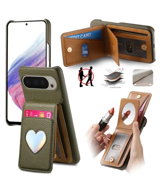 Coque Google Pixel 10 Pro XL / 9 Pro XL avec Portefeuille et Miroir