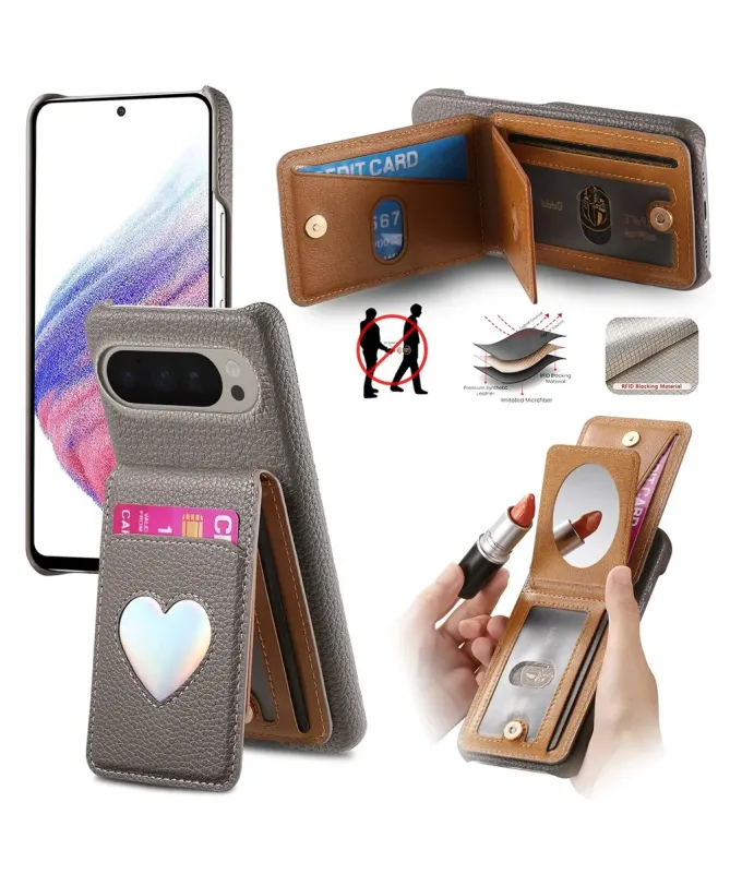 Coque Google Pixel 10 Pro XL / 9 Pro XL avec Portefeuille et Miroir
