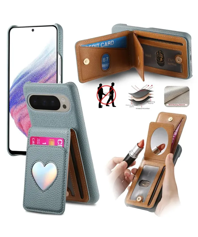 Coque Google Pixel 10 Pro XL / 9 Pro XL avec Portefeuille et Miroir