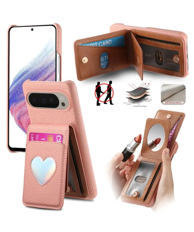 Coque Google Pixel 10 Pro XL / 9 Pro XL avec Portefeuille et Miroir