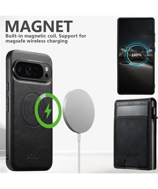 Coque Google Pixel 10 Pro XL Cuir Cireux et Portefeuille Pop-up