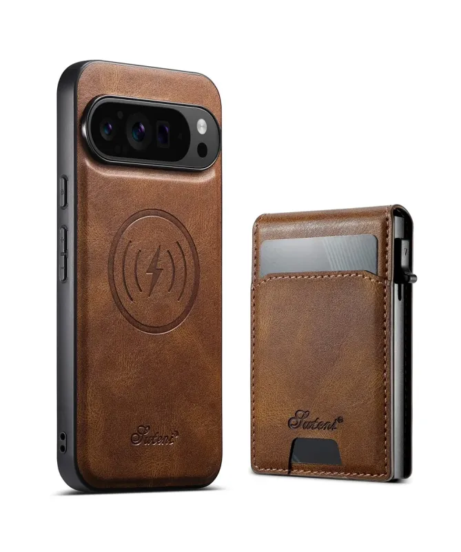 Coque Google Pixel 10 Pro XL Cuir Cireux et Portefeuille Pop-up