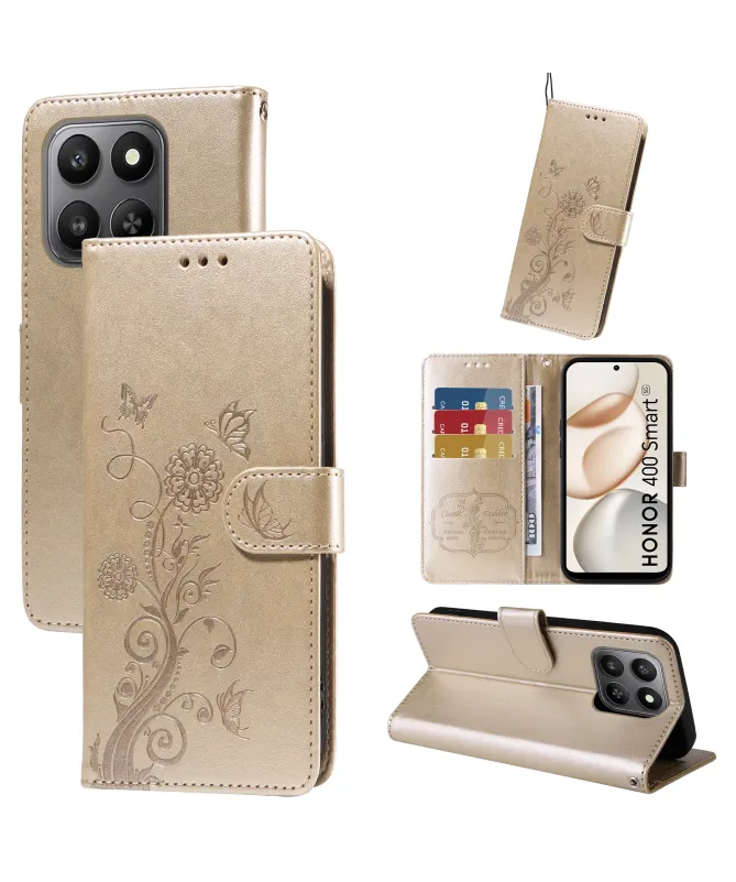 Housse Honor 400 Smart 5G / 4G Fleurs et Papillons en Relief
