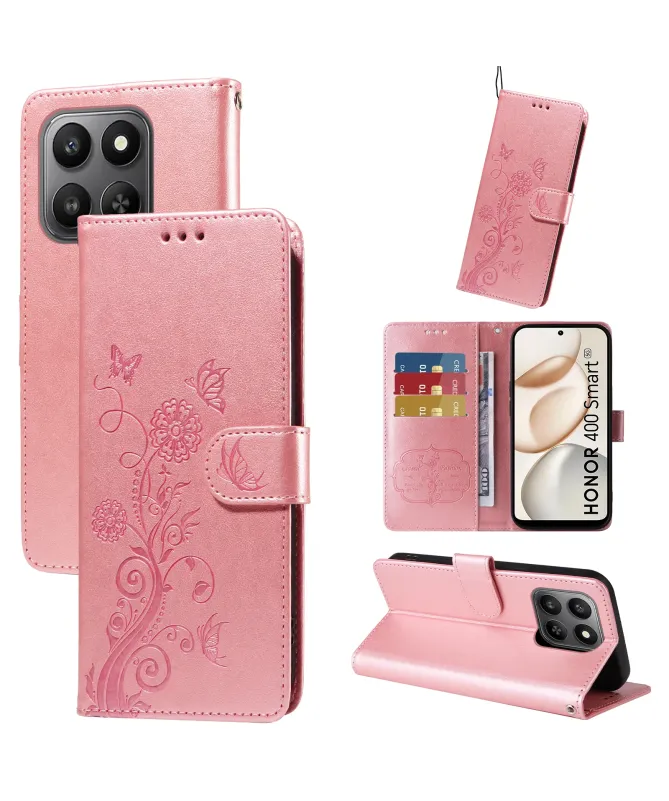 Housse Honor 400 Smart 5G / 4G Fleurs et Papillons en Relief