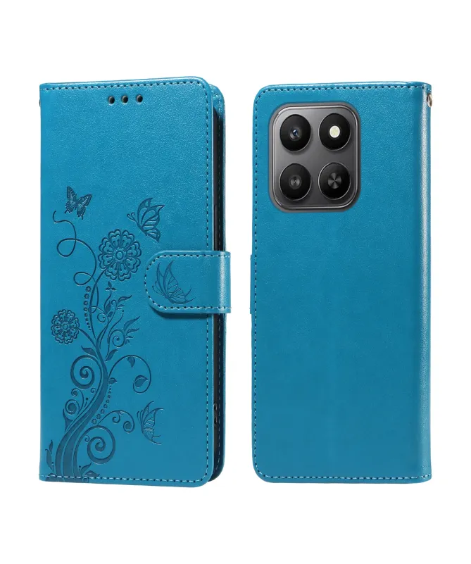 Housse Honor 400 Smart 5G / 4G Fleurs et Papillons en Relief