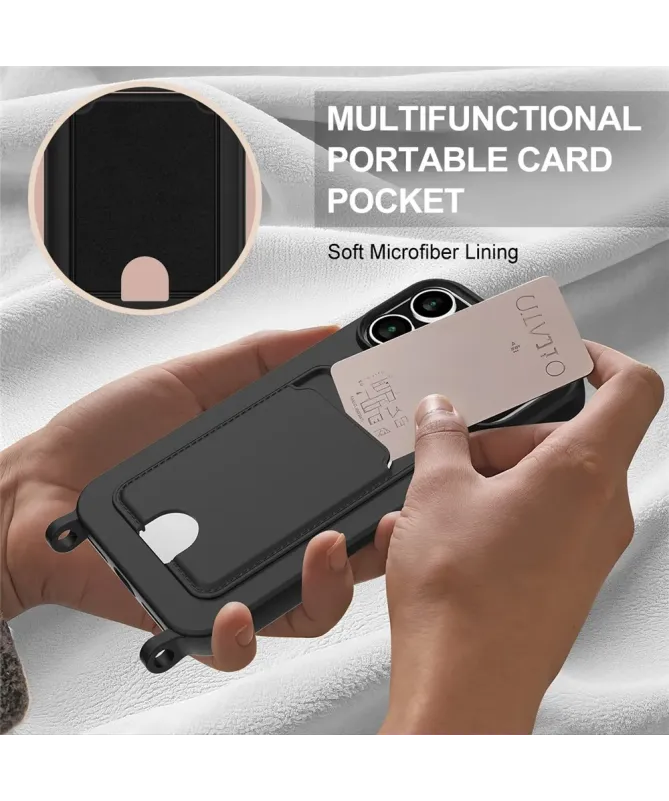 Coque avec Mini Cordon iPhone 17 Pro Max Silicone et Porte-carte