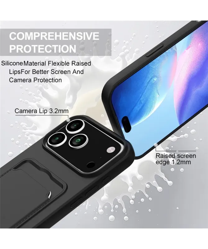 Coque avec Mini Cordon iPhone 17 Pro Max Silicone et Porte-carte