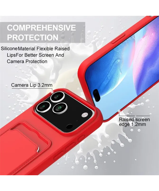 Coque avec Mini Cordon iPhone 17 Pro Max Silicone et Porte-carte