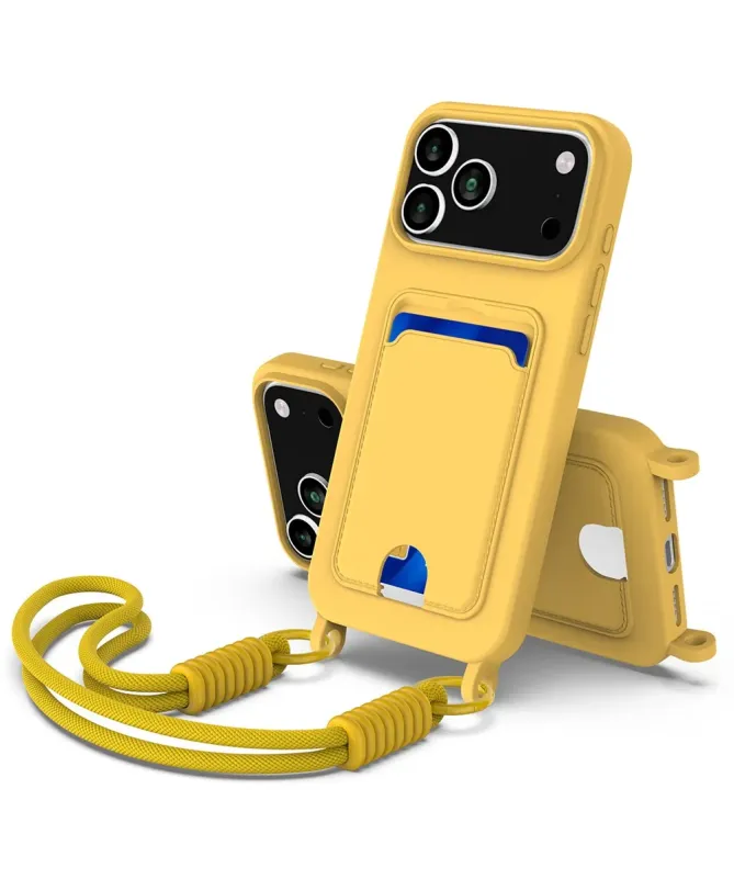 Coque avec Mini Cordon iPhone 17 Pro Max Silicone et Porte-carte