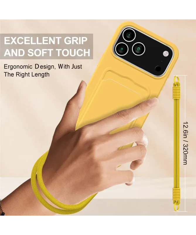 Coque avec Mini Cordon iPhone 17 Pro Max Silicone et Porte-carte