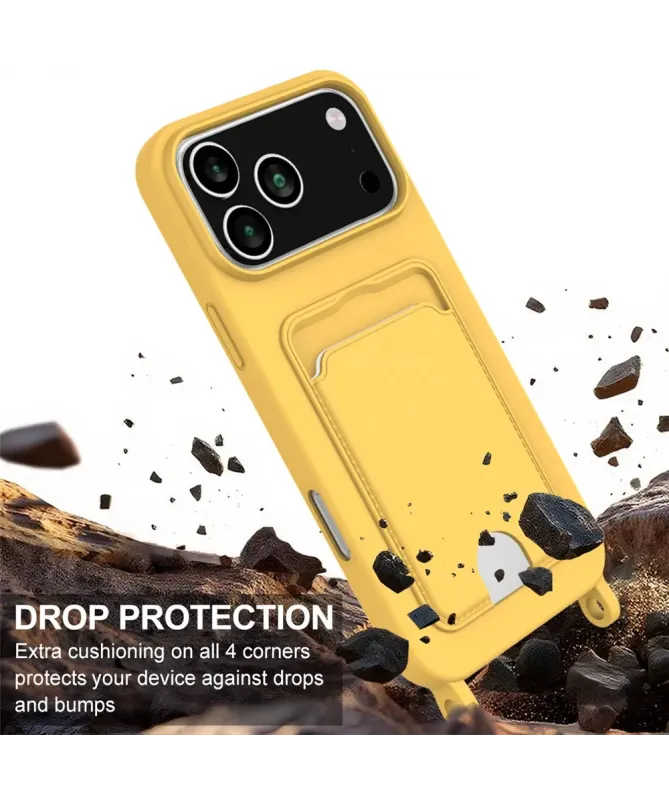 Coque avec Mini Cordon iPhone 17 Pro Max Silicone et Porte-carte