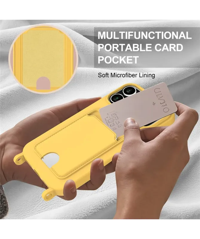 Coque avec Mini Cordon iPhone 17 Pro Max Silicone et Porte-carte